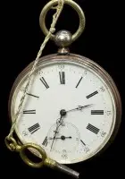 Orologio da tasca meccanico con meccanismo a chiave, funzionante, chiave inclusa, argentato, diametro 4,5 cm