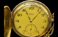 Orologio da tasca meccanico con coperchio a molla "Zentra", movimento funzionante, cassa doppia e catena, ben conservato