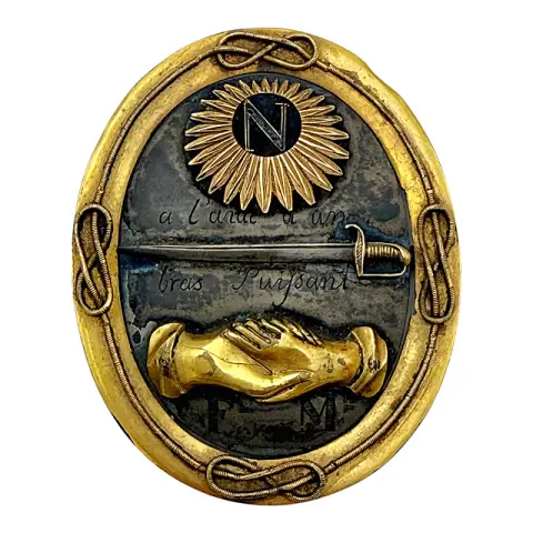 Frimurermedaljong fra losjen Les Frères Polonais Réunis i Warszawa, strålestjerne «N», datert 1807