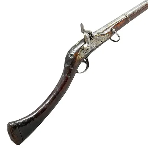 Flintlåsrifle Jezail, India, tilpasset, gullfargede innlegg, lås fra Det ostindiske kompani «1816»