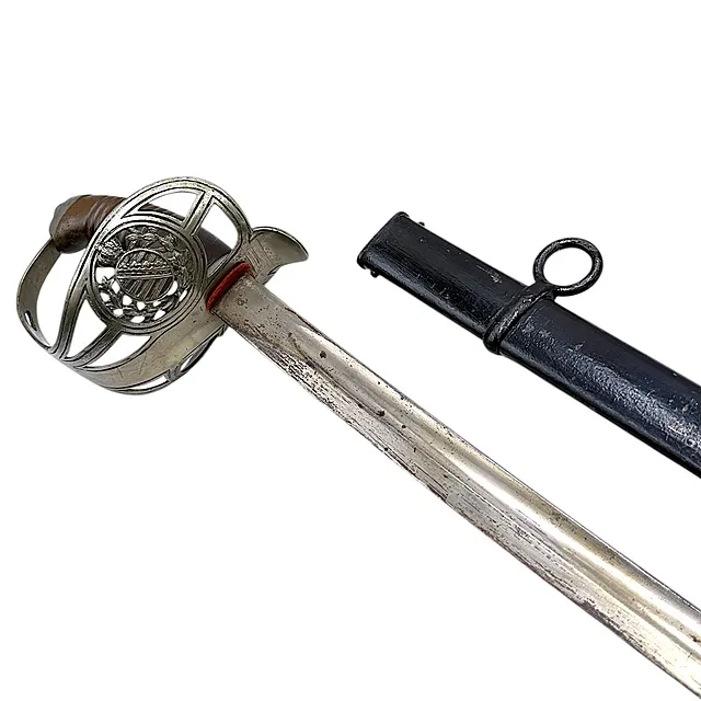 Sabre de cavalerie saxon M 1892 avec armoiries au wreath de feuilles de chêne, estampille d'unité et fourreau, vers 1900