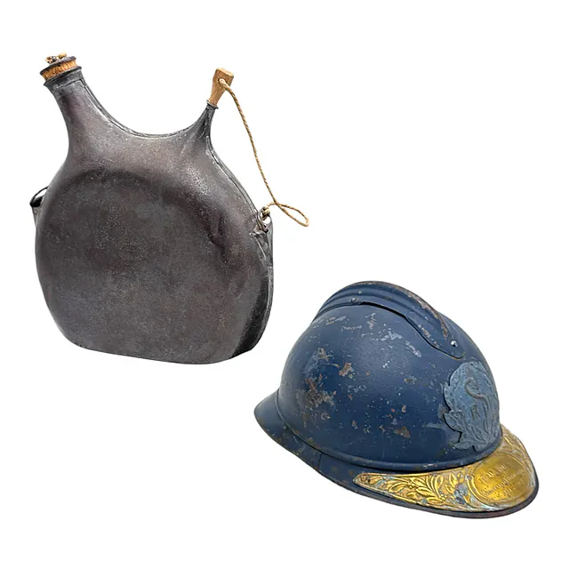 Frankrig, Adrian-hjelm M1915, sanitetsvæsen, mindeplade «Soldat de la Grande Guerre», flaske
