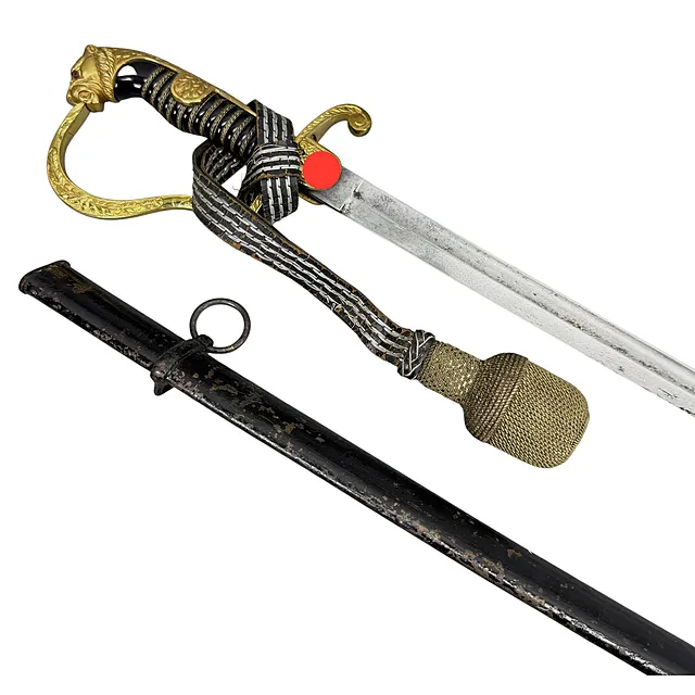 Wehrmacht Löwenkopfsäbel für Offiziere des Heeres mit Eichenlaubgefäß und Portepee, 1933–1945