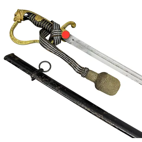Sabre à tête de lion de la Wehrmacht pour officiers de l'armée, avec monture en feuilles de chêne et dragonne, 1933–1945