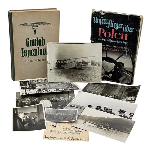 Petite succession du Generaloberst Hans Jeschonnek, Luftwaffe, deux livres, huit photos, une carte postale