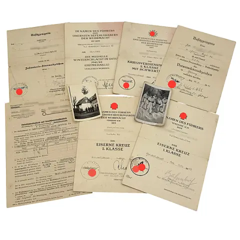 Dokumentarv fra Grenadier-Regiment 82 og 1144, Jernkorset 1. klasse, 1942/45