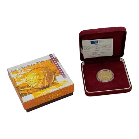Gullmynt Hongkong 1000 dollars 1998, Hong Kong International Airport, 22 karat, polert plate