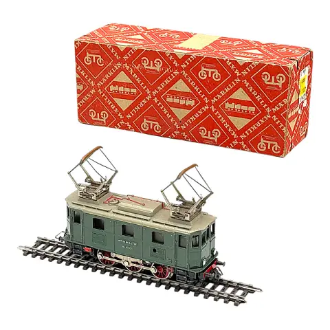 Locomotive électrique Märklin RSM 800 verte, deux pantographes, échelle H0, années 1950