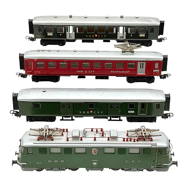Märklin escala H0 locomotora eléctrica de los SBB Ae 6/6 con tres vagones, verde