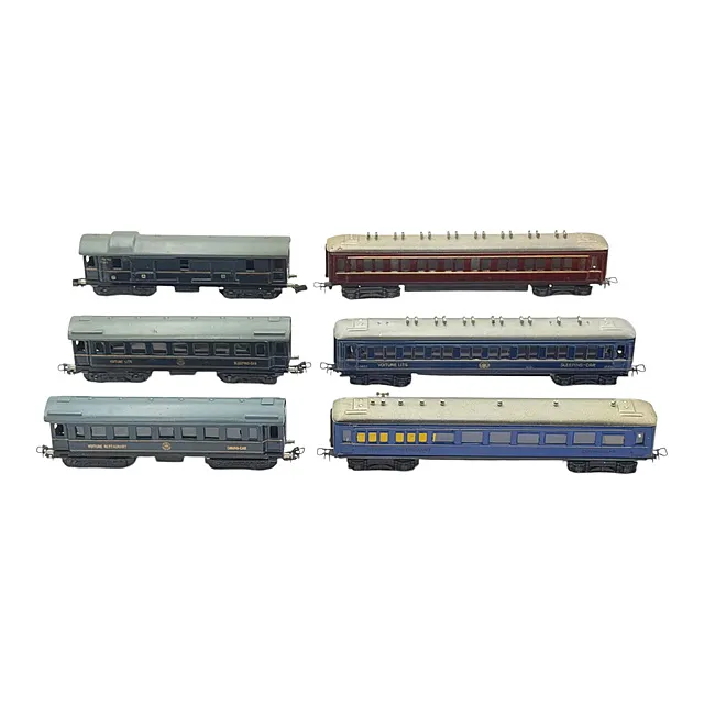 Märklin H0 lotto di sei carrozze internazionali D-Zug, carrozze letto e ristorante, probabilmente anni 1960
