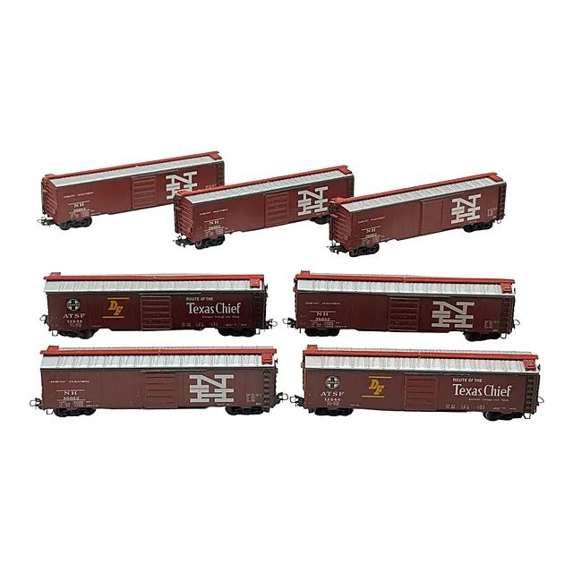 Lot Märklin sept wagons de marchandises US New Haven et Santa Fe, H0, années 1960