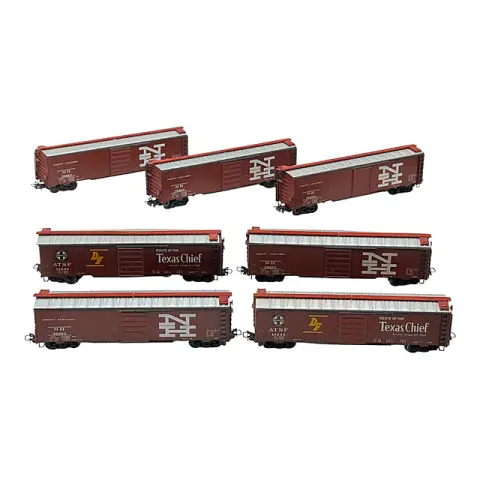 Lot Märklin sept wagons de marchandises US New Haven et Santa Fe, H0, années 1960