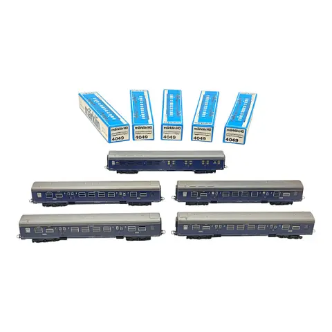 Märklin échelle H0 quatre voitures express et voiture postale des NS 4049 4048, bleu, emballage d'origine