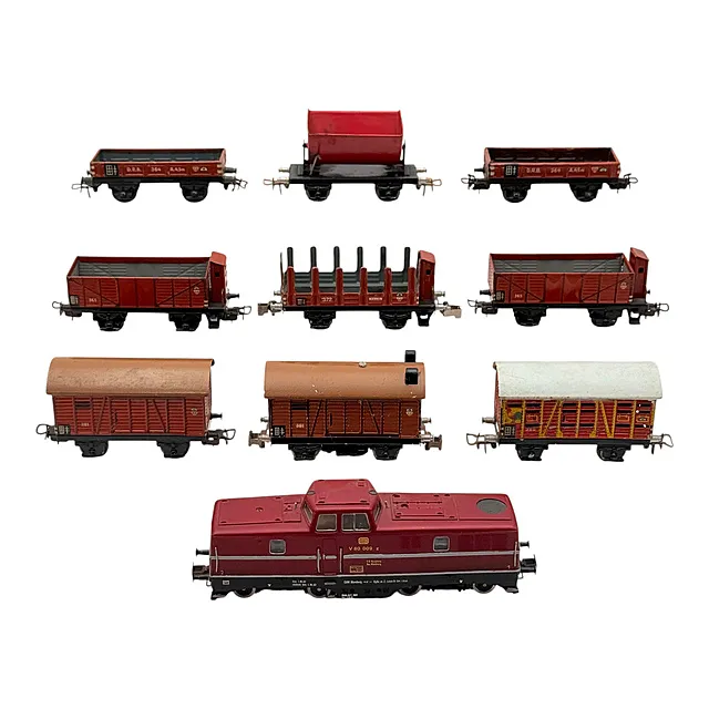 Locomotive diesel Tesmo V 80 avec neuf wagons de marchandises Märklin, échelle H0, lot