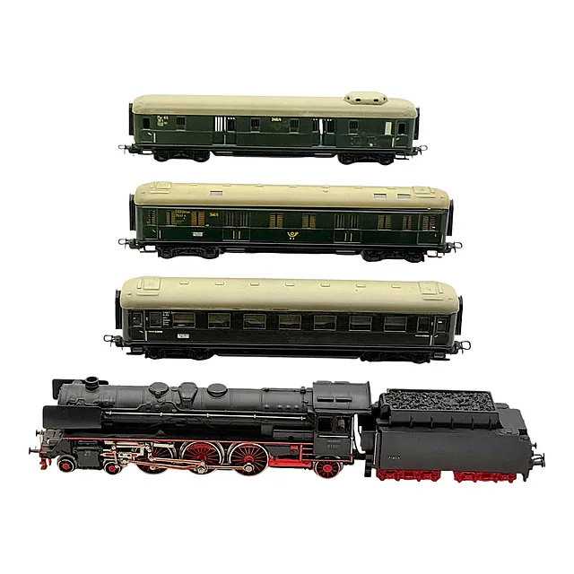 Märklin spor H0 hurtigtogsdamplokomotiv serie 01 097 med tender og tre vogne