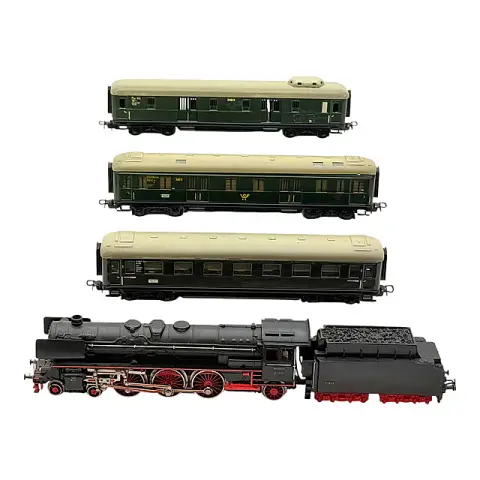 Märklin voie H0 locomotive à vapeur rapide série 01 097 avec tender et trois voitures