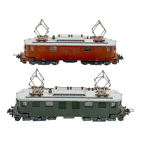 Deux locomotives électriques artisanales BLS 255 sur base Märklin, échelle H0