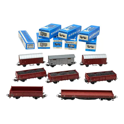 Märklin échelle H0 lot de huit wagons de marchandises 4505 4604 4550 4602 4514, emballage d'origine