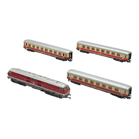 Märklin échelle H0, locomotive diesel série 232 rouge avec trois voitures TEE