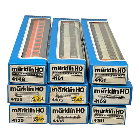 Märklin voie H0 lot neuf voitures voyageurs SNCF françaises 4135 4149 4161 4169, emballage d'origine
