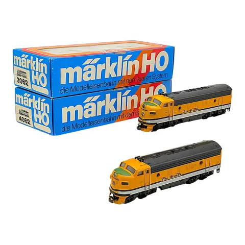 Märklin H0 3062 et 4062 double locomotive diesel F7 Rio Grande, modèle américain