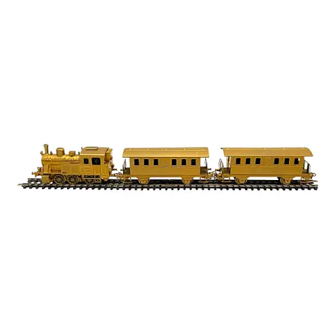 Märklin échelle H0 locomotive à vapeur avec deux voitures voyageurs, version dorée