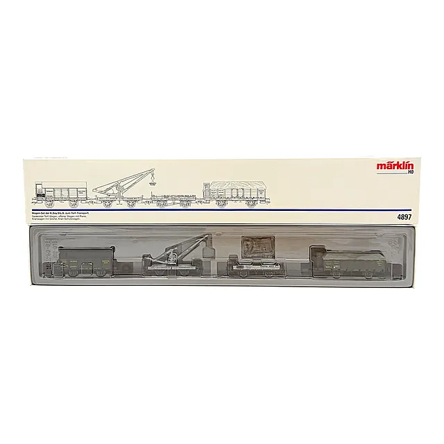 Märklin H0 4897 set de quatre wagons transport de tourbe avec grue, K.Bay.Sts.B.