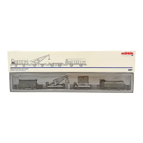 Märklin H0 4897 set de quatre wagons transport de tourbe avec grue, K.Bay.Sts.B.