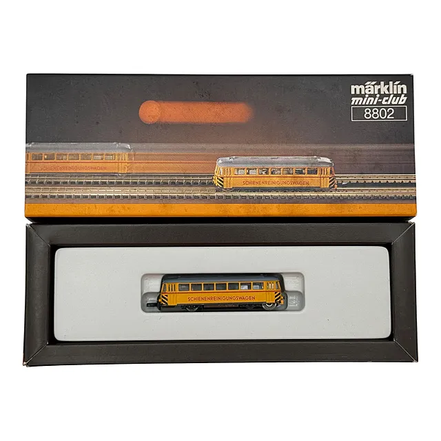 Märklin mini-club spor Z skinnerenservogn 8802 gul, i originalemballasje