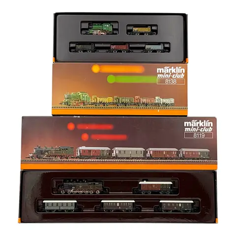 Märklin coffrets trains voie Z 8138 train de charbon et 8119 train de voyageurs Langenschwalbach en boîte d'origine