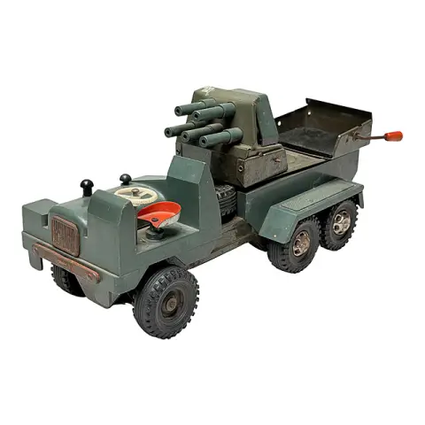 Camion militaire Gescha avec lance-roquettes orientable, jouet en tôle