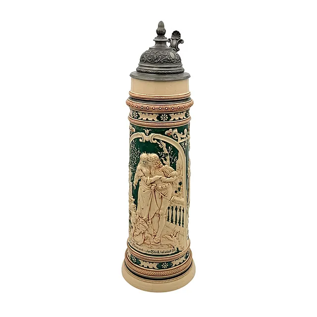 Simon Peter Gerz Höhr, grande boccale con coperchio del Westerwald con rilievo figurato, 3,5 l, intorno al 1900