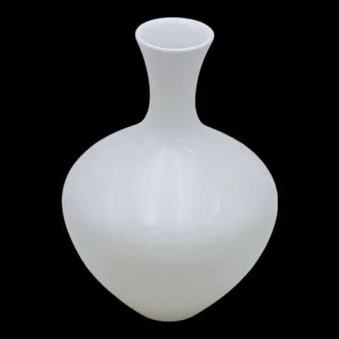 Vaso a pallottola KPM Berlin, disegno Hubert Griemert, porcellana bianca con marchio a scettro blu, vaso a bottiglia