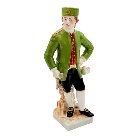 Figura in porcellana KPM Berlin minatore in abito da parata da Johannes Eckstein, sec. XX