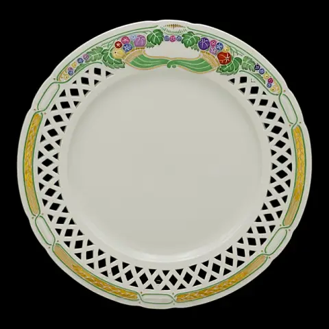 Piatto traforato KPM Berlin Ceres con cornucopie, design Schmuz-Baudiss, sec. XX