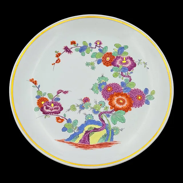Meissen bord met Indische rots- en bloemschildering, veelkleurig, 1e keus, 20e eeuw