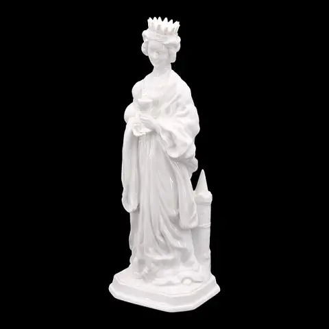 Heinz Schober, figurina in porcellana di Santa Barbara con corona, calice e torre, patrona dei minatori