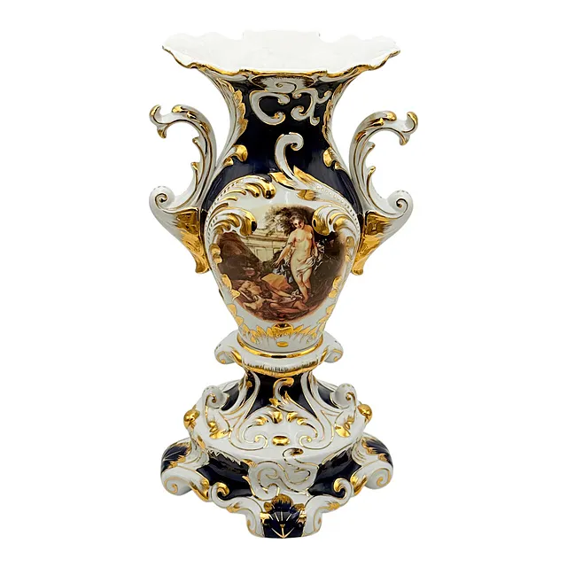 Manifattura di porcellana „ITC”, vaso di lusso in stile rococò, „Sonder Edition”, in blu cobalto e oro