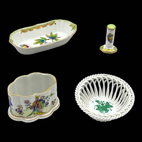 طقم هيريند من أربع قطع مع غسالة فرشاة على طراز الشينوازري، Apponyi الأخضر وQueen Victoria