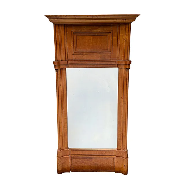 Specchio con pilastri, colonne, cornice e intarsi filiformi, probabilmente ciliegio, Biedermeier intorno al 1830/40