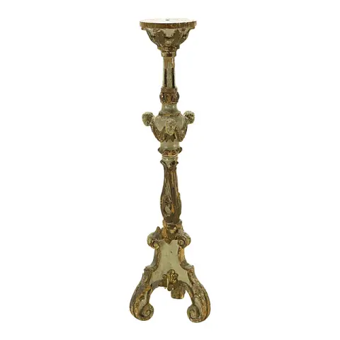 Barok alterstage, udskåret og malet træ, skaft med tre puttohoveder, 1700-tallet