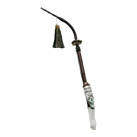 Pipa cerimoniale del club del fumo Brüderschaft Goslar, testa in porcellana dipinta con foglie di quercia, intorno al 1900