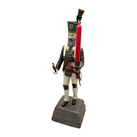 Obersteiger di Annaberg, minatore con candela, legno dipinto a colori, Monti Metalliferi, circa 1900