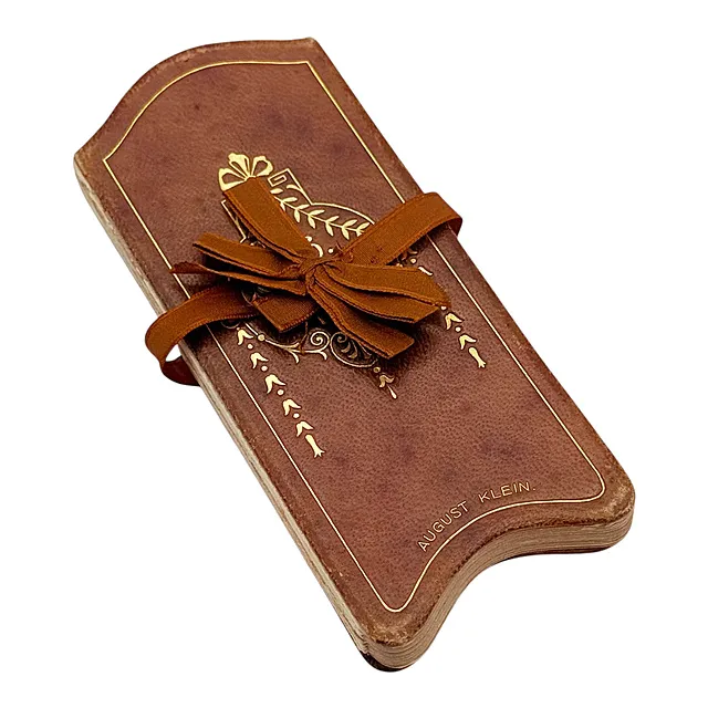 Wiener balgave som paravent-leporello i lærbinding, August Klein, Concordia-ball 1903