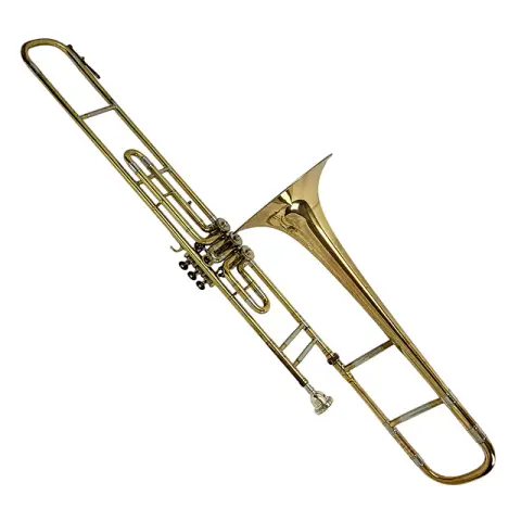 Valfli trombon Meister Dotzauer çantasında, ağızlık Yamaha Japonya