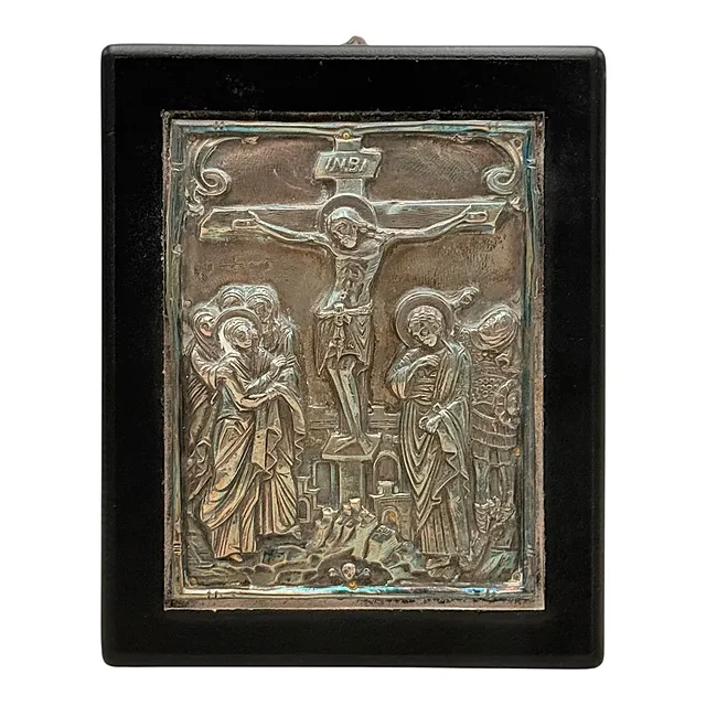 Spirit of Byzantium, Crocifissione di Cristo, facsimile in argento 950 su tavola, 2ª metà XX sec.
