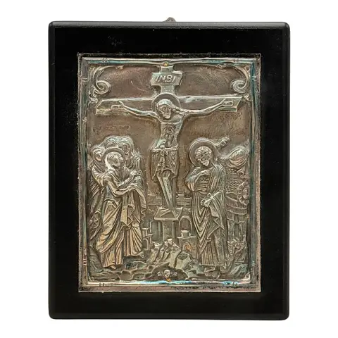 Spirit of Byzantium, Crocifissione di Cristo, facsimile in argento 950 su tavola, 2ª metà XX sec.