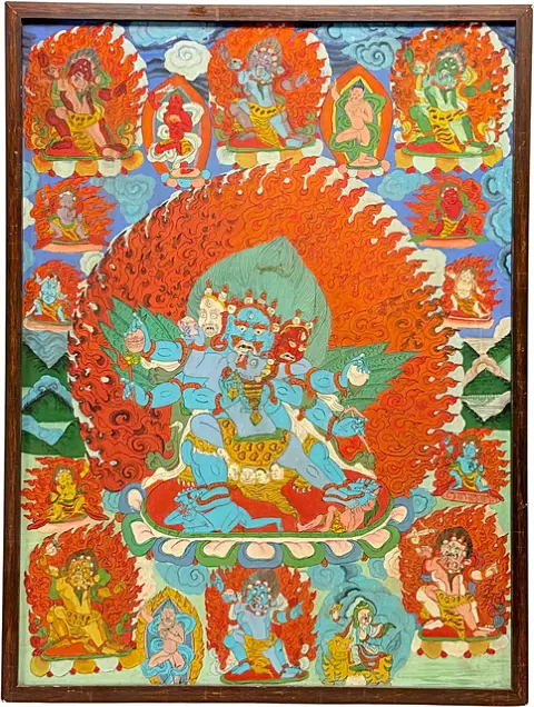 ثانغكا مع فاجراكيلايا، تمبرا على الكتان، رسم tibeti على لفافة