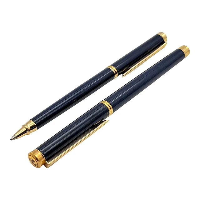 Parure de stylos Pelikan New Classic bleu Cirago, stylo-plume plume or et stylo-bille, 1992–95
