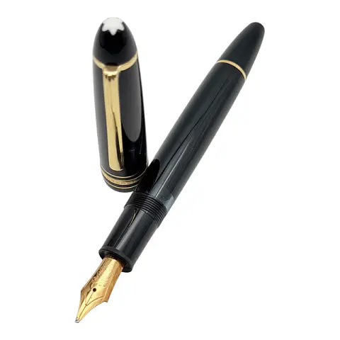Montblanc Meisterstück 146 zuigervulpen, zwart edelhars met 14 karaats gouden pen, circa 1990
